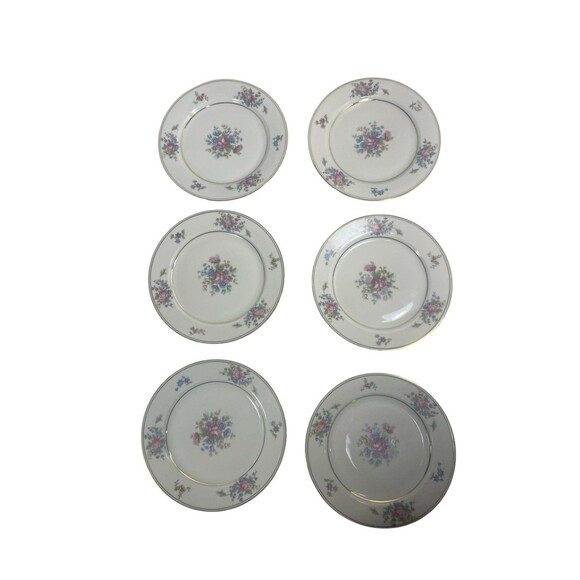 P.T. Bavaria Tirschenreuth Queen's Rose Bread & Butter Plate Floral Set Of 6 - Picture 5 of 11